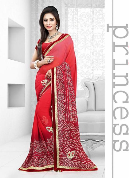 Brick Red Color Saree With Gorgeous Printed Pallu